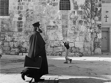 Religion Passes Science, Jerusalem, Israel, 1985, Silver Gelatin